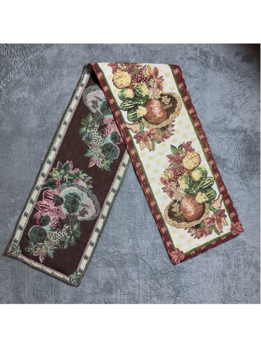 Thanksgiving Fall Harvest Pumpkin Cornucopia Tapestry Table Runner 70 Inches
